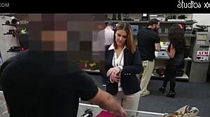 foxy big boobs business lady's pussy gets pounded