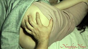 thunder crashes outside while i sneak into stepmom's bed 😈🌩️ she rides me squirting wildly!