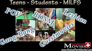 Porno casting with horny german milf model candy sucking toys facial handjob interview