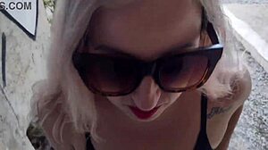 Blonde Milf Fucks Gaping Ass Doggystyle on Road Cumshot