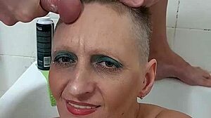 German Milf Sandra Takes Massive Cumshot All Over Her Face