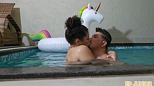 brazilian nympho actress fucks stud in pool during shoot break