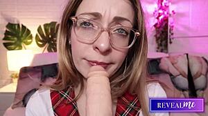 sensual pregnant milf sucks dildo wet pussy solo