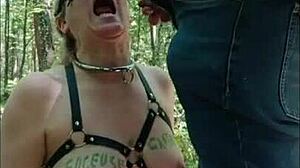 french slave pipes uro dogging in forest