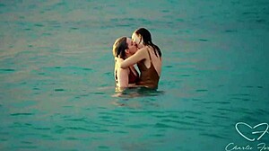 charlie forde and olive gee kiss at sunset beach