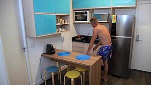 Athletic redhead milf slave dominated clit kissed before work by husband