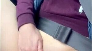 german milf fingers juicy shaved pussy tight in car