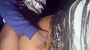 sexy bbw milf slurps cock then rides deep in dark woods