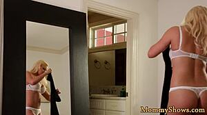 Busty Lesbian Milf Scissoring Stepteen in Lingerie