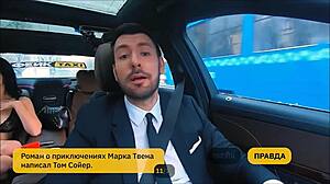 russian milf horny wife plays dirty public game in fake taxi pickup