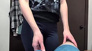 redhead's yoga leggings tease lap dance moves