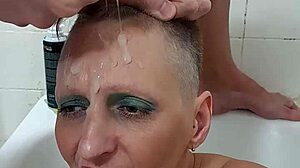 German Milf Sandra Takes Massive Cumshot All Over Her Face