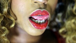 Ebony sub in latex begs for big tits domination cumshot?