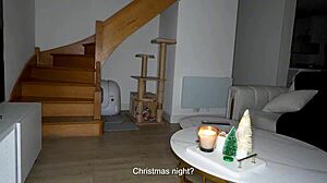 Luna doll unwraps sexy Christmas surprise in gloves and lipstick for madbros