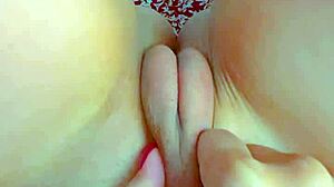 Blonde teen's perfect shaved pussy tempts neighbor suck