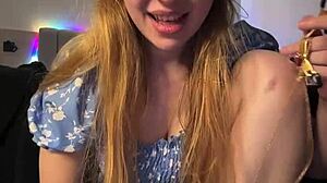 wet blonde teen masturbates pussy bent over doggystyle fingering to orgasm on webcam