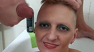 German Milf Sandra Takes Massive Cumshot All Over Her Face