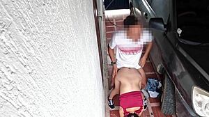 Skinny 18yo stands fucking stranger tight pussy pounding