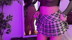 Sexy milf rips nylons to tease her curvy ass and tits