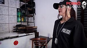 hot cop takes huge cock in pussy and ass rough