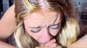 my blonde stepsis sloppy deepthroat blowjob before bed 😍🍆💦