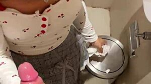 Eighteen-Year-Old Asian Girl Sucks Huge Load In Public Toilet Facial