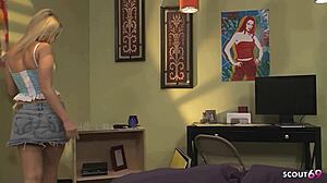 big clit saggy tits girl cheats with stepsis boyfriend rough fuck