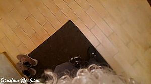 A skinny russian in stockings bends for santa's big cock under the christmas tree