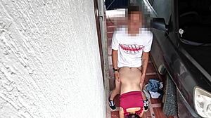 Skinny 18yo stands fucking stranger tight pussy pounding