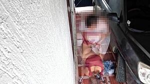 Skinny 18yo stands fucking stranger tight pussy pounding