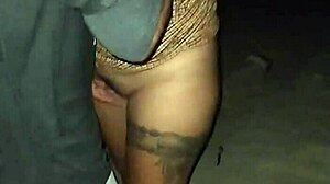 Horny latina tattooed wife fingered and exposed on public beach
