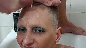 German Milf Sandra Takes Massive Cumshot All Over Her Face