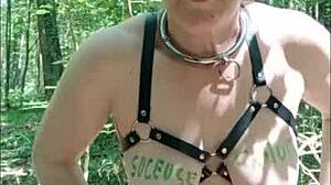 french slave pipes uro dogging in forest