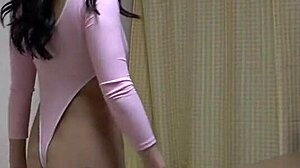 sara uruki strips leotard to micro bikini workout tease