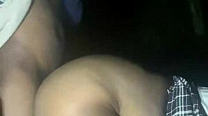 sexy bbw milf slurps cock then rides deep in dark woods