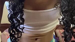 barely legal petite teen shows puffy pussy vibrator play with panties!