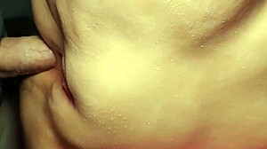 shaved fat pussy spreads wide for close-up toy anal play