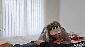 wife wakes hubby with bj & hands till huge cumshot 💦😍