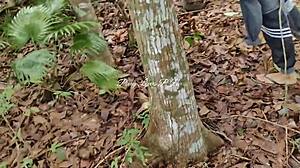 kabit begs for forest fuck so mister won't catch us creampie doggystyle