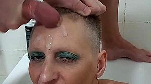 German Milf Sandra Takes Massive Cumshot All Over Her Face