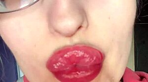 asmr bimbo tall glasses long nails eats huge banana pink lipstick fetish