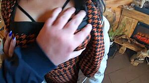 milfycalla's ripped pantyhose fuck gets her cum covered sloppy