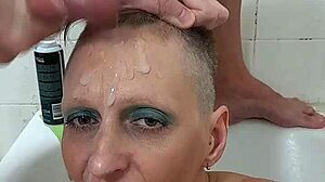 German Milf Sandra Takes Massive Cumshot All Over Her Face