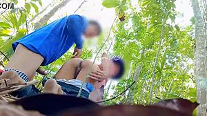 kabit begs for forest fuck so mister won't catch us creampie doggystyle