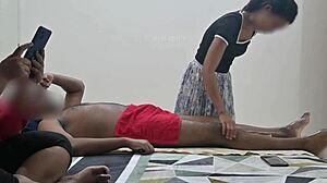 step sister watches brother's happy ending massage flashing tease