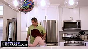 Curvy Stepmom Emmy Demure's Natural Tits Freeused by Birthday Boy