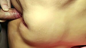 shaved fat pussy spreads wide for close-up toy anal play