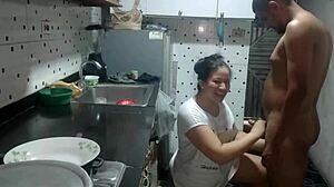 Stepsis Big Ass Tempts Boyfriend to Kitchen Fuck and Creampie!