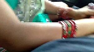 stepmom swallows stepson's cum after car blowjob outdoor