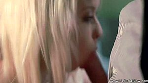 Blonde babe delivers her sloppiest gagging deepthroat blowjob ever